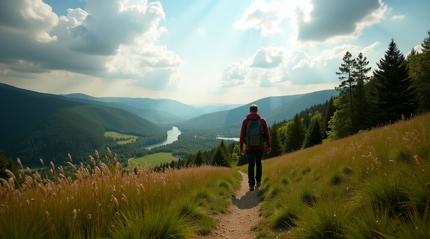Mežaparka ūdenskrātuve ar soļiem un zaļumiem saulrieta laikā Rīgā